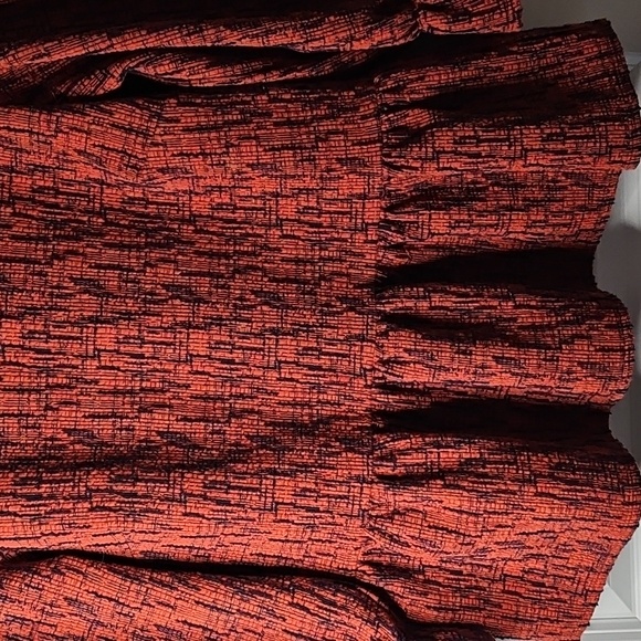 Anthropologie Ro&De Perette Frill Blouse Size XS Rust Navy Blue Textured Peplum - Picture 4 of 12